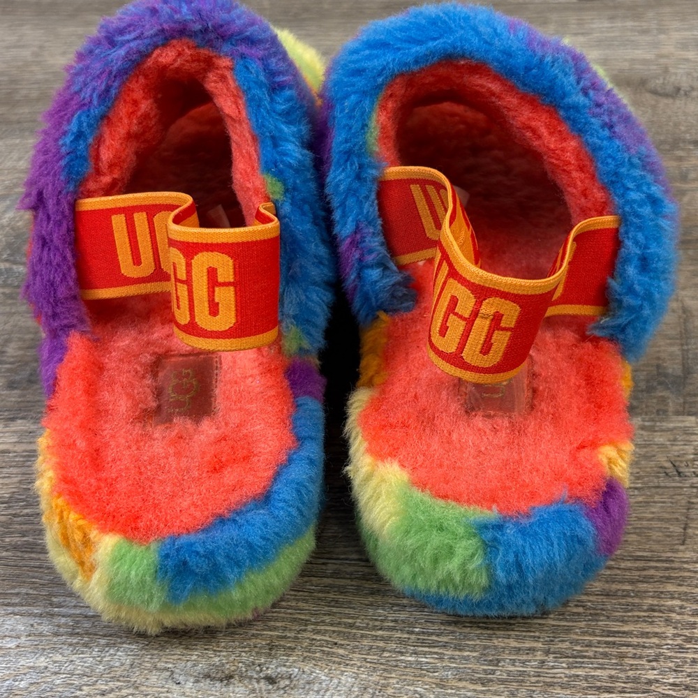 Ugg Fluff Yeah Rainbow Shearling Slingback Slippe… - image 3
